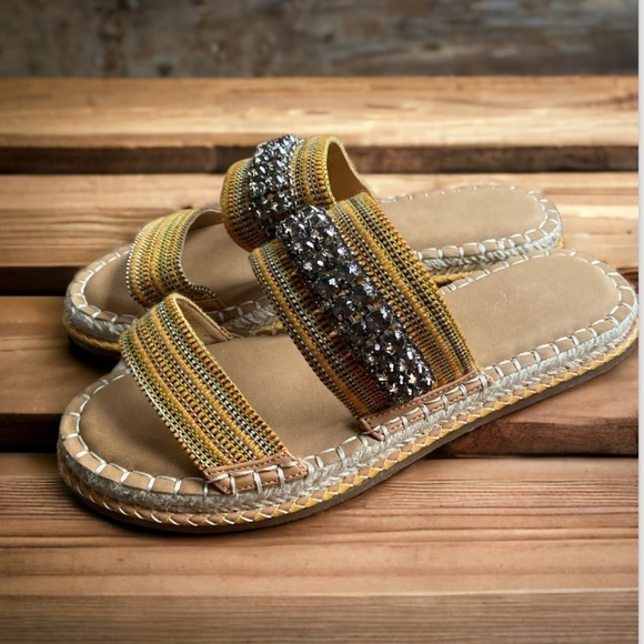 Crown‎ Vintage sandals Miyan espadrilles slip on rhinestone embellished 8.5 - Picture 2 of 8